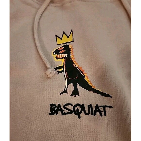 Jean-Michel Basqiat Hoodie T-Rex Tan Graphic Sweatshirt  XS Dinosaur - Picture 5 of 8